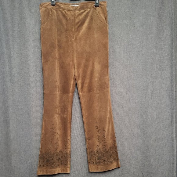 Genuine Leather High rise pants Size 12 Brown sustainable affordable fashion - Picture 3 of 11